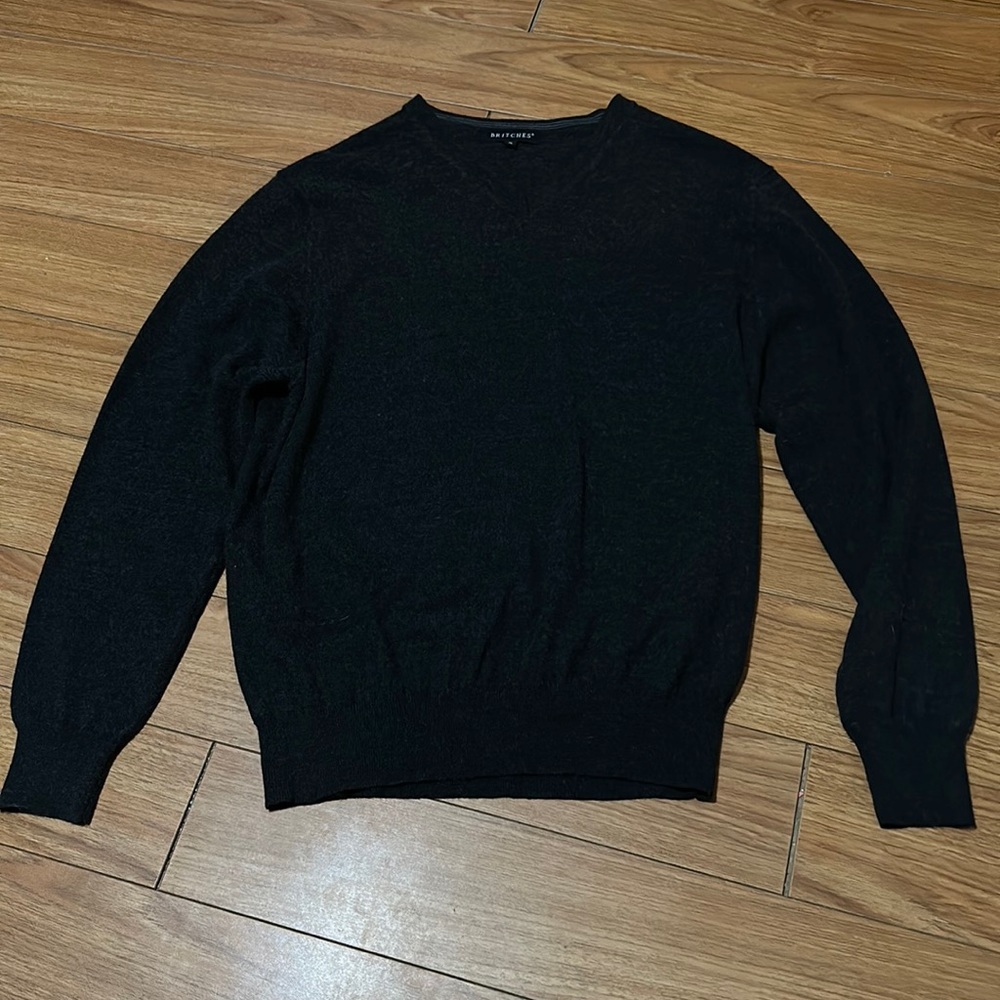 Britches Grey V-Neck Sweater Merino Wool